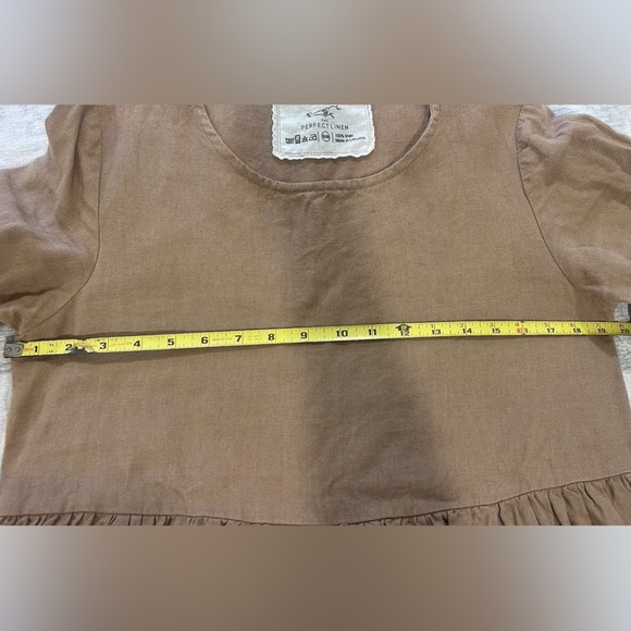 notPERFECTLINEN Tan Midi EMILIE loose linen dress - Picture 7 of 8